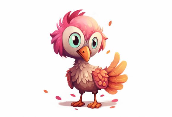 Adorable Turkey Kawaii Animal Art for Creative Projects