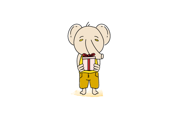 Animal Elephant Bring a Gift Box: Whimsy in Every Stroke