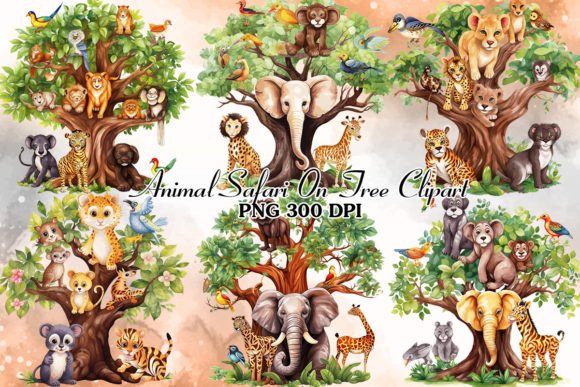Animal Safari Watercolor Clipart Bundle: Wild Design for Modern Projects