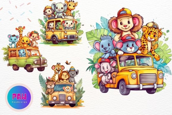 Charming Journeys with Cute Animal Happy Trip Clipart