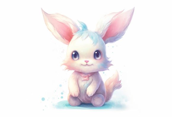 Charming Rabbit Kawaii Animal: Digital Wall Art for Your Projects