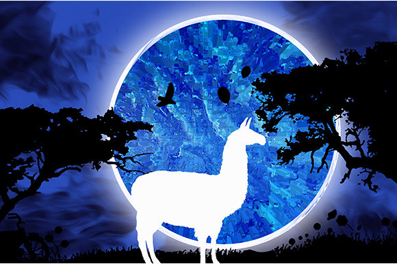 Llama Animal Dark Night Full Moon: A Creative Asset for Bold Designs