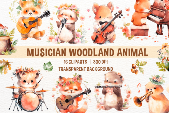 Musician Woodland Animal Watercolor: Crafting Whimsical Design