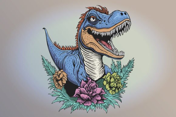 Prehistoric Animal Dinosaur Rex Flower: A Bold Graphic Asset