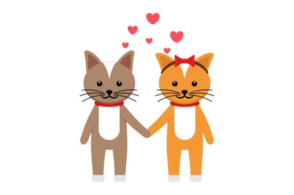 Valentine's Day Animal Couple Cat Flat: A Designer's Playful Asset