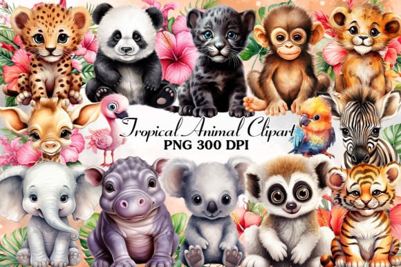 Whimsy Meets Utility: Using Tropical Animal Watercolor Clipart